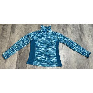 Columbia Sweater Womens Small Teal Fleece Pullover Lightweight 1/4 Zip Hiking‎